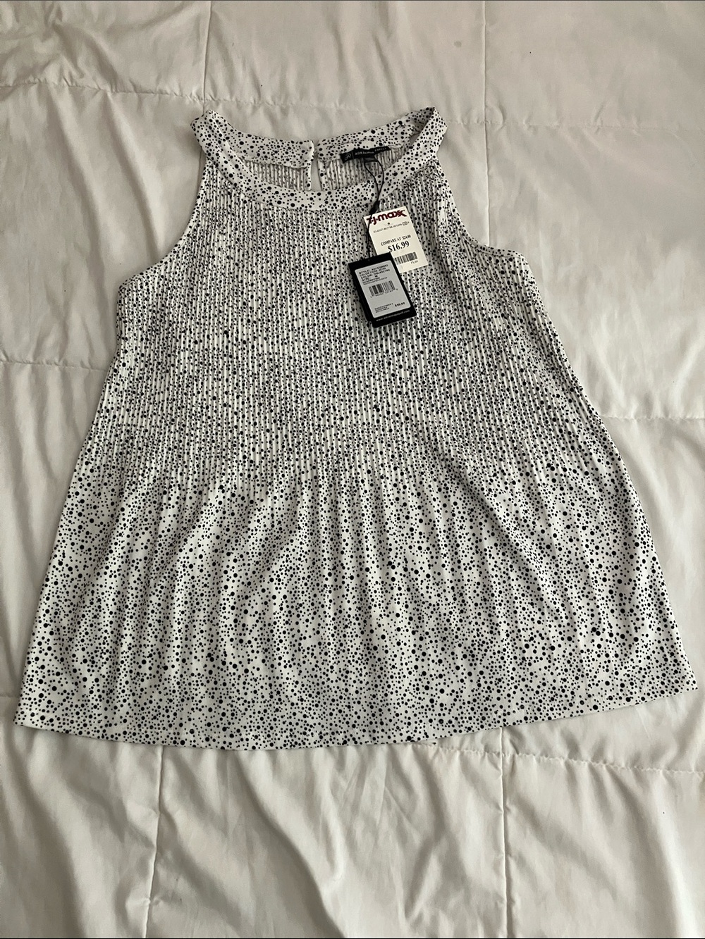 Adrianna Papell White Tank with Black Dot Print